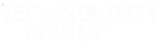 شعار Technology Corner باللون الأبيض